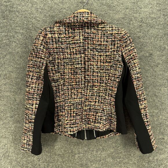 White House Black Market Jacket Women 4P Petite Black Full Zip Wool Collared - Picture 2 of 8